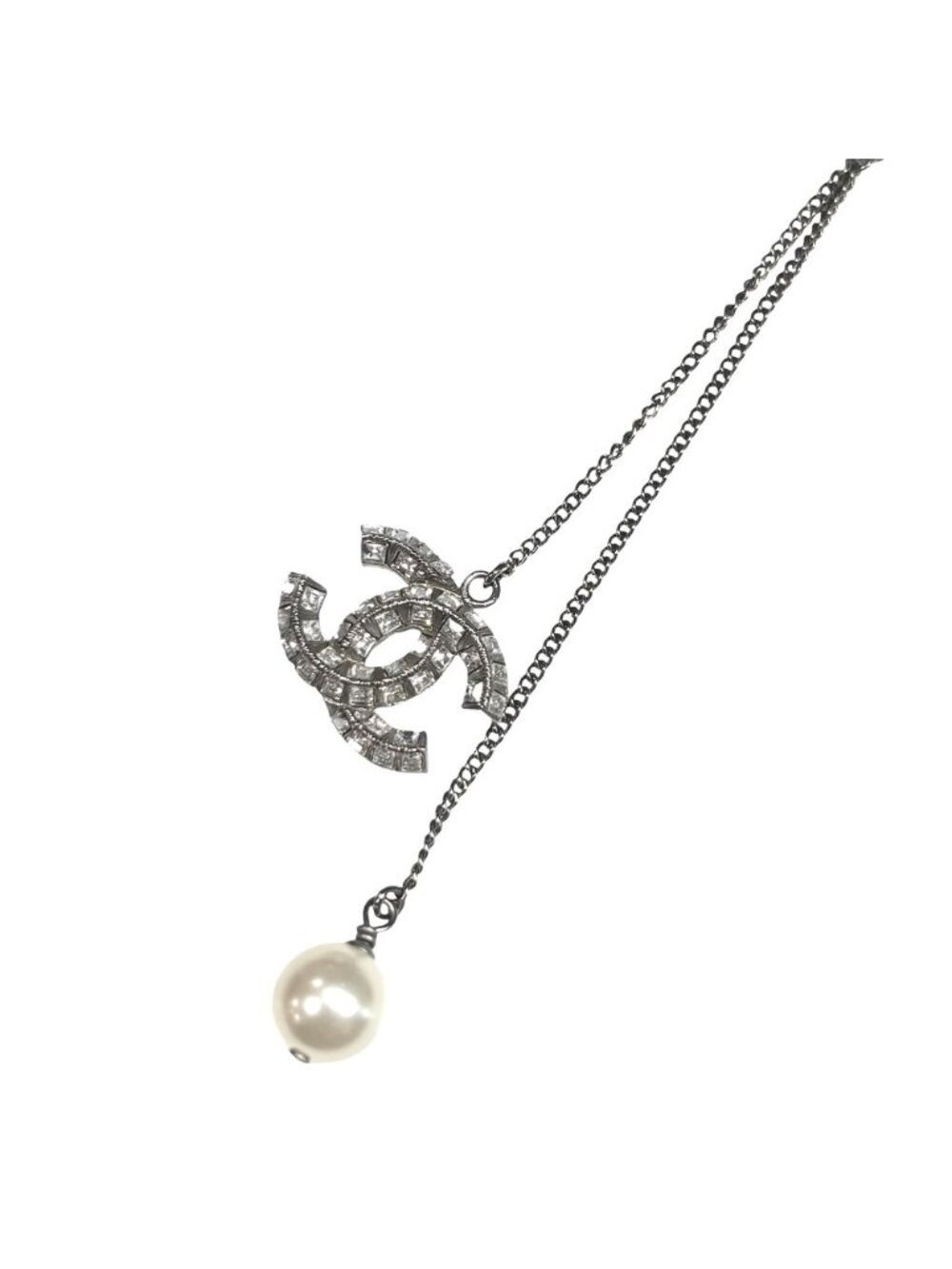 Chanel Necklace Long CC Logo Accessory Star Rhinestone Faux Pearl Vintage